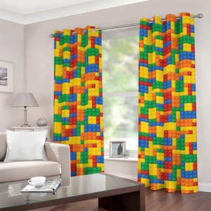 Plastic Building Blocks Pattern Print Grommet Curtains