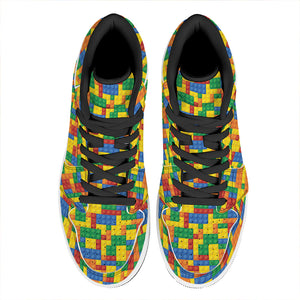 Plastic Building Blocks Pattern Print High Top Leather Sneakers