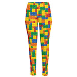 Plastic Building Blocks Pattern Print High-Waisted Pocket Leggings