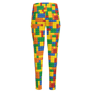 Plastic Building Blocks Pattern Print High-Waisted Pocket Leggings