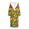 Plastic Building Blocks Pattern Print Hooded Bathrobe