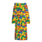 Plastic Building Blocks Pattern Print Hooded Bathrobe