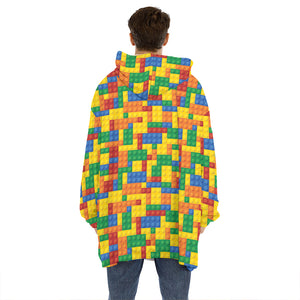 Plastic Building Blocks Pattern Print Hoodie Blanket