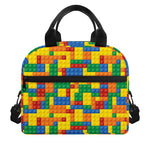 Plastic Building Blocks Pattern Print Insulated Lunch Bag