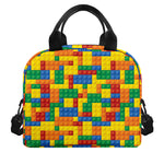 Plastic Building Blocks Pattern Print Insulated Lunch Bag