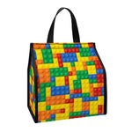 Plastic Building Blocks Pattern Print Insulated Lunch Tote