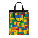 Plastic Building Blocks Pattern Print Insulated Lunch Tote
