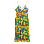 Plastic Building Blocks Pattern Print Jersey Midi Cami Dress