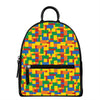 Plastic Building Blocks Pattern Print Leather Backpack