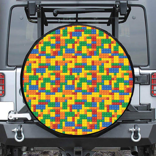 Plastic Building Blocks Pattern Print Leather Spare Tire Cover
