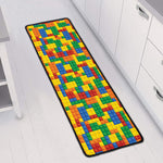 Plastic Building Blocks Pattern Print Long Kitchen Mat
