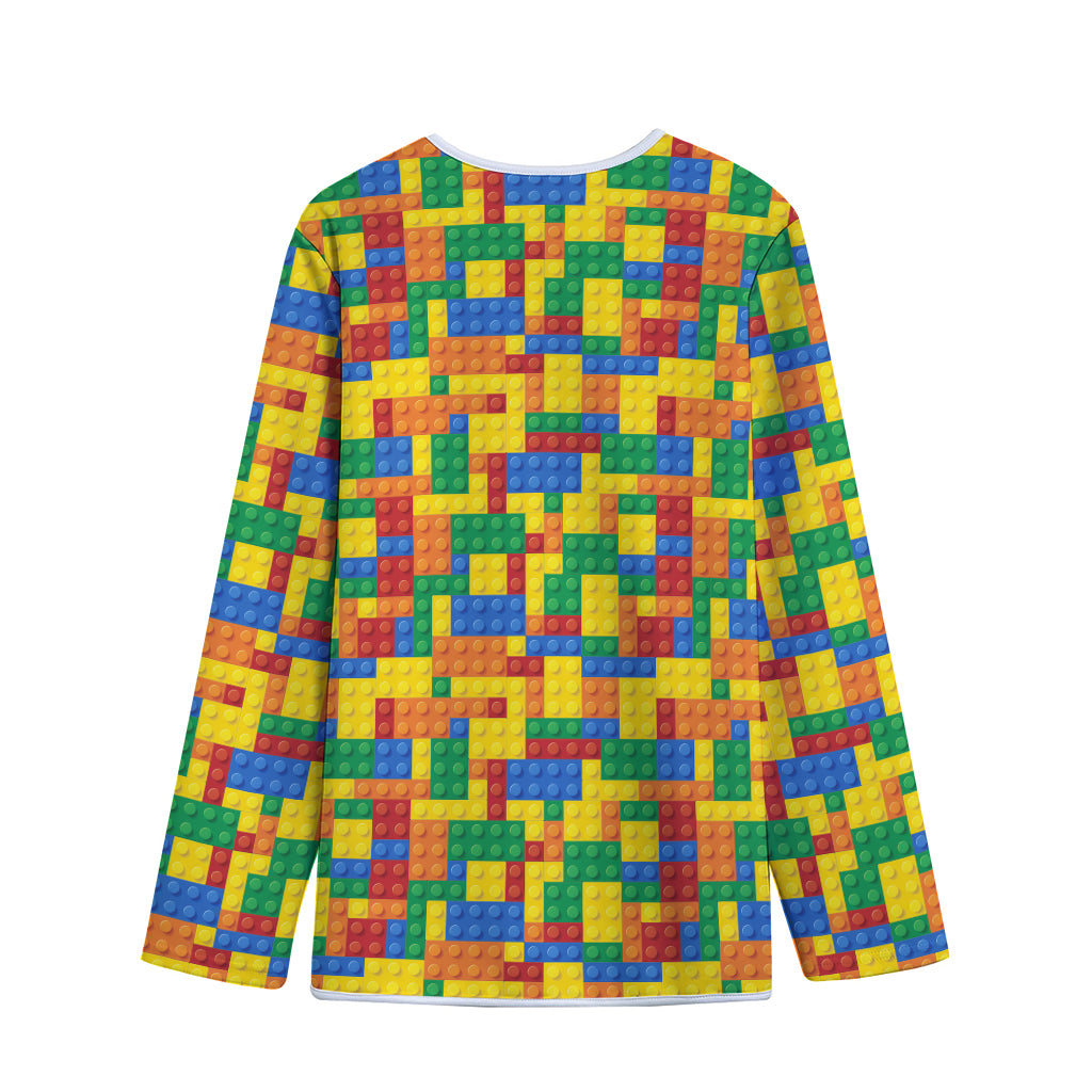 Plastic Building Blocks Pattern Print Long Sleeve Short Coat