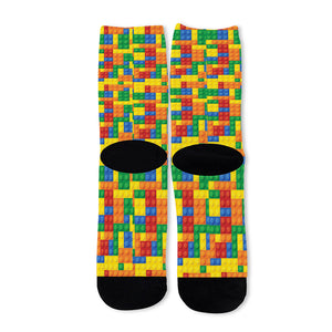 Plastic Building Blocks Pattern Print Long Socks