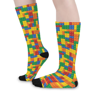 Plastic Building Blocks Pattern Print Long Socks