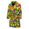 Plastic Building Blocks Pattern Print Men's Bathrobe