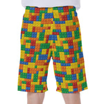 Plastic Building Blocks Pattern Print Men's Beach Shorts