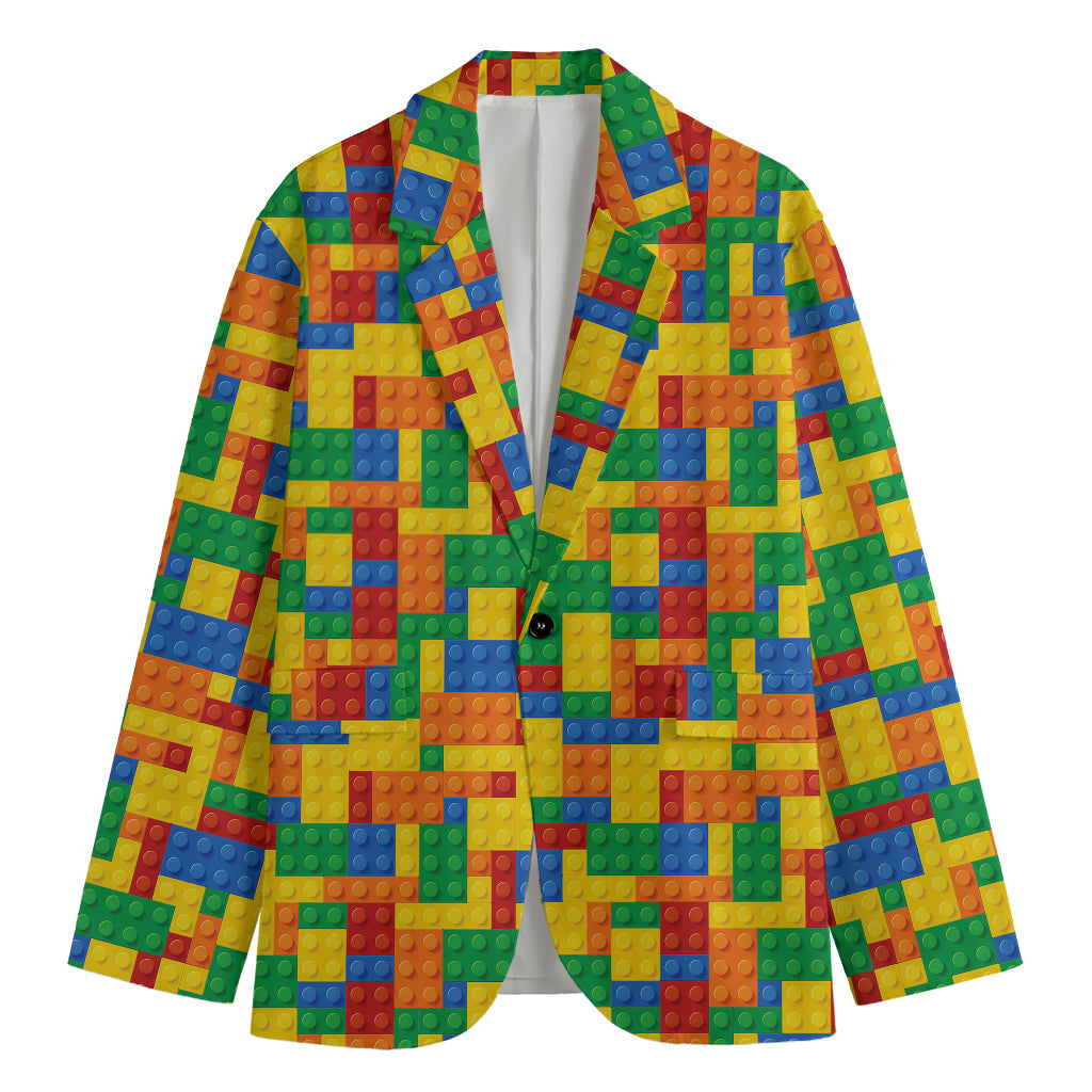 Plastic Building Blocks Pattern Print Men's Blazer