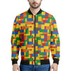 Plastic Building Blocks Pattern Print Men's Bomber Jacket