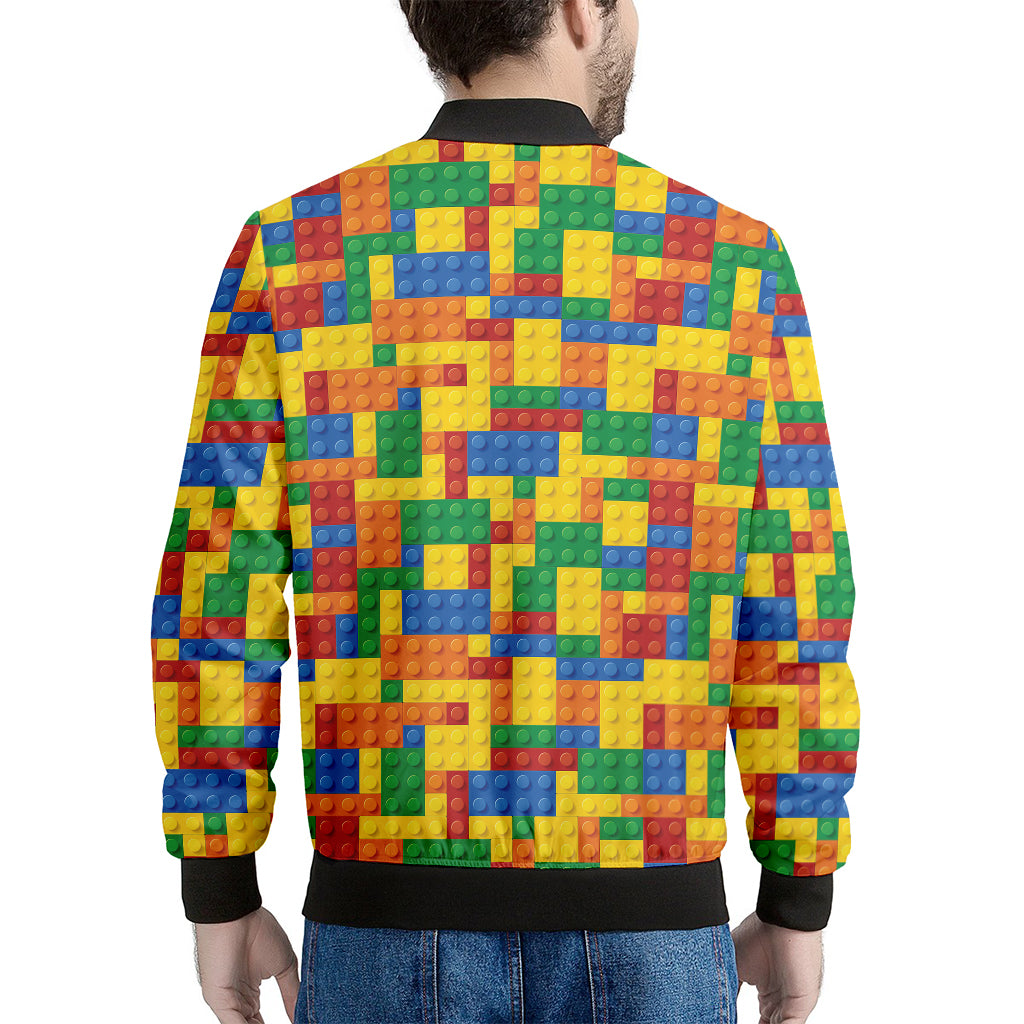 Plastic Building Blocks Pattern Print Men's Bomber Jacket