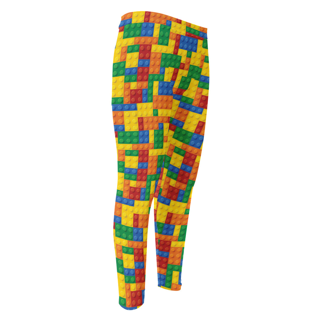 Plastic Building Blocks Pattern Print Men's Compression Pants