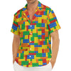 Plastic Building Blocks Pattern Print Men's Deep V-Neck Shirt