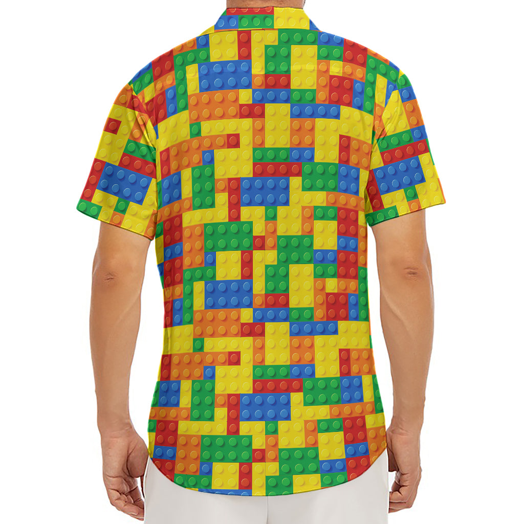 Plastic Building Blocks Pattern Print Men's Deep V-Neck Shirt