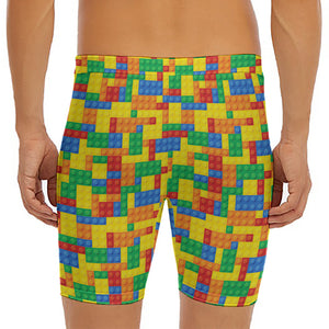 Plastic Building Blocks Pattern Print Men's Long Boxer Briefs