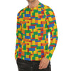 Plastic Building Blocks Pattern Print Men's Long Sleeve Rash Guard