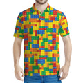 Plastic Building Blocks Pattern Print Men's Polo Shirt