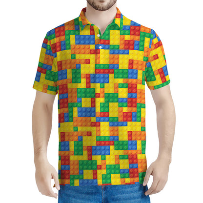 Plastic Building Blocks Pattern Print Men's Polo Shirt
