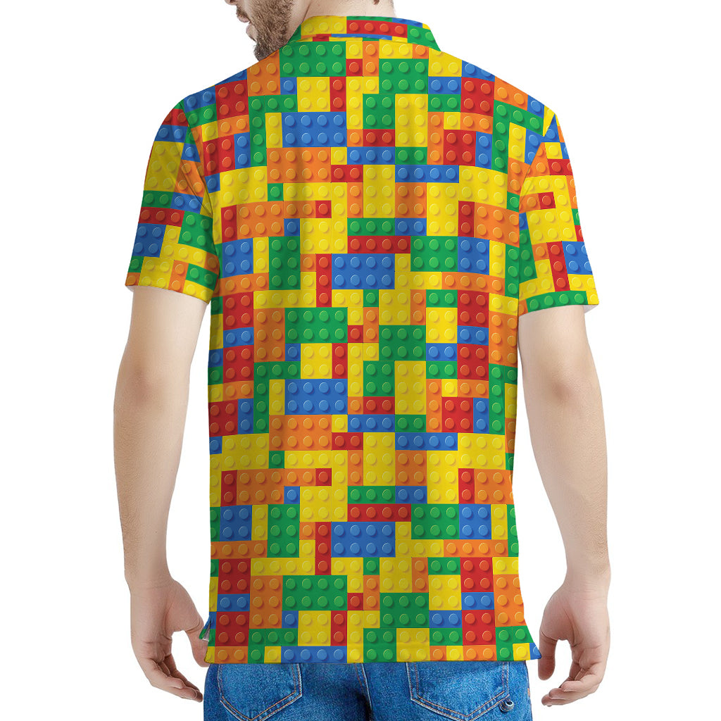 Plastic Building Blocks Pattern Print Men's Polo Shirt