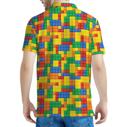 Plastic Building Blocks Pattern Print Men's Polo Shirt