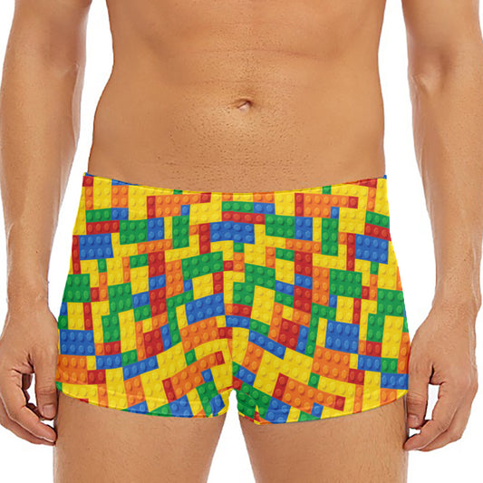 Plastic Building Blocks Pattern Print Men's Short Boxer Briefs