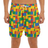 Plastic Building Blocks Pattern Print Men's Split Running Shorts