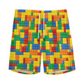 Plastic Building Blocks Pattern Print Men's Athletic Shorts