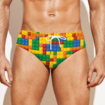 Plastic Building Blocks Pattern Print Men's Swim Briefs