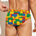 Plastic Building Blocks Pattern Print Men's Swim Briefs