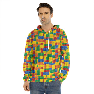 Plastic Building Blocks Pattern Print Men's Velvet Pullover Hoodie