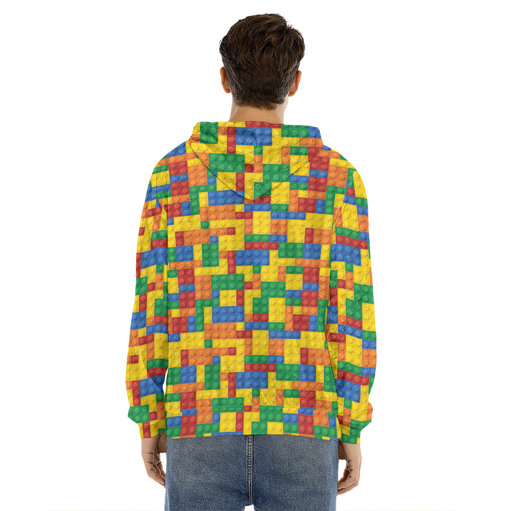 Plastic Building Blocks Pattern Print Men's Velvet Pullover Hoodie