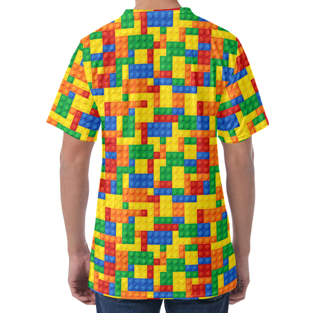 Plastic Building Blocks Pattern Print Men's Velvet T-Shirt