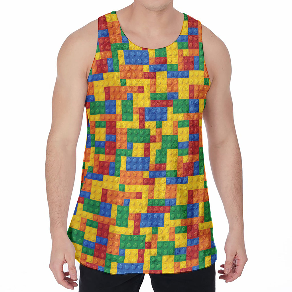 Plastic Building Blocks Pattern Print Men's Velvet Tank Top