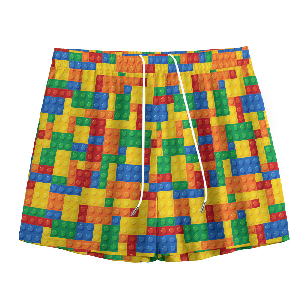 Plastic Building Blocks Pattern Print Mesh Shorts