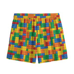 Plastic Building Blocks Pattern Print Mesh Shorts