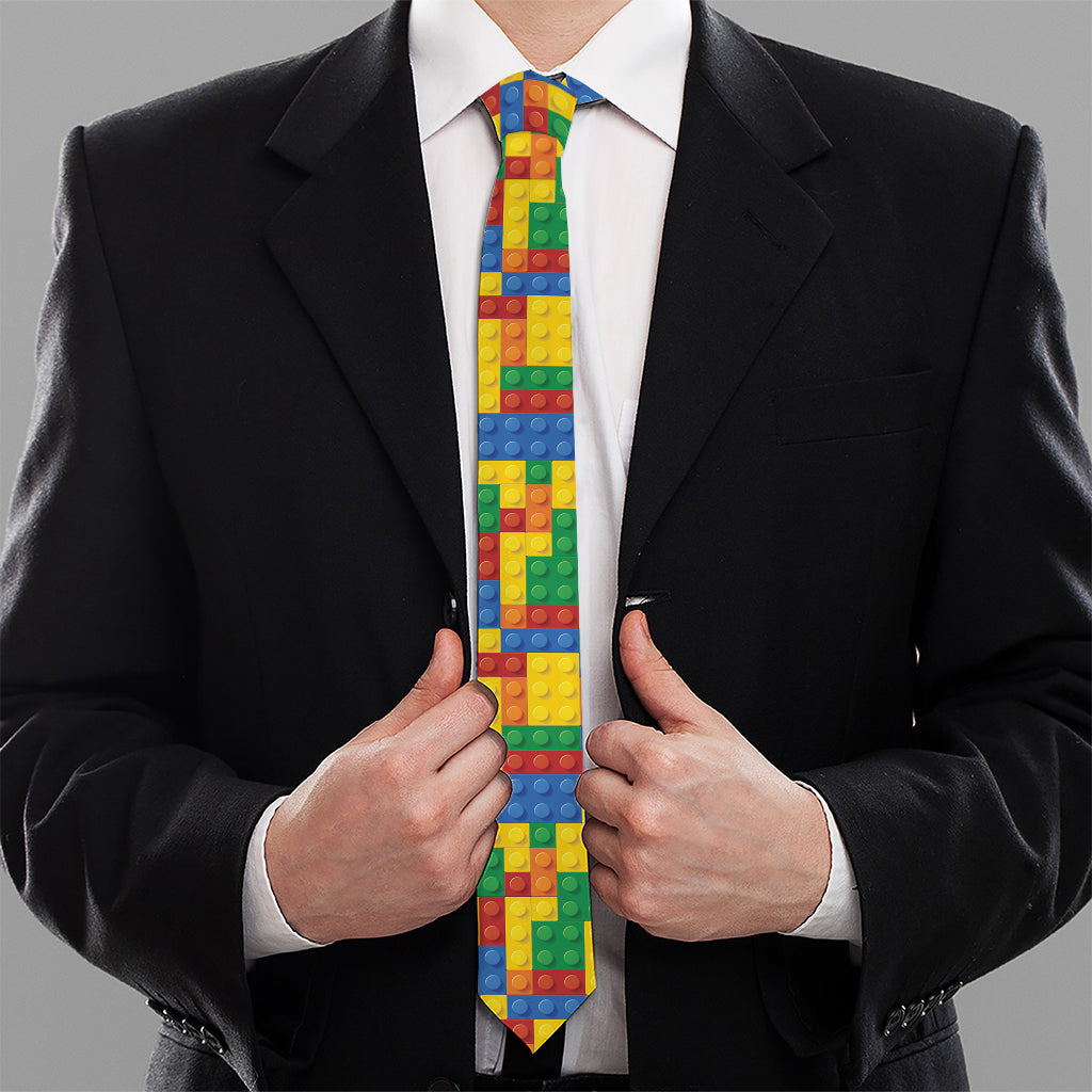 Plastic Building Blocks Pattern Print Necktie