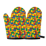 Plastic Building Blocks Pattern Print Oven Mitts
