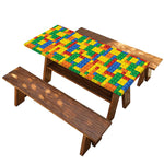 Plastic Building Blocks Pattern Print Picnic Table Cover
