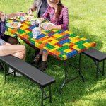Plastic Building Blocks Pattern Print Picnic Table Cover