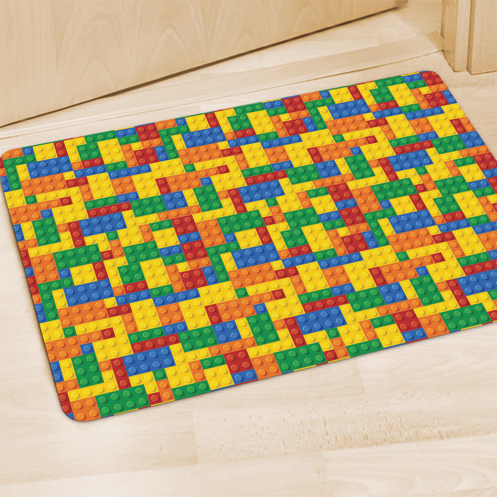 Plastic Building Blocks Pattern Print Polyester Doormat