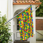 Plastic Building Blocks Pattern Print Polyester Flag
