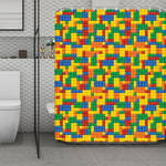Plastic Building Blocks Pattern Print Polyester Shower Curtain